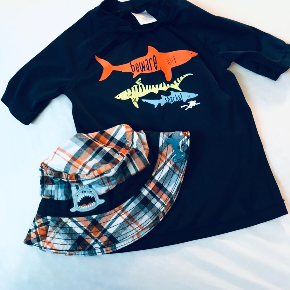 Gymboree baby summer rash guard with sharks 18-24